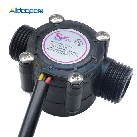 DC 5V-18V Sensor de Flujo de Agua medidor de flujo Sensor de flujo de Hall agua Control líquido interruptor de Sensor de flujo 12V 1-30L/min 2.0MPa YF-S201 ► Foto 1/6