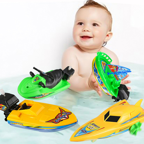 Barco de velocidad flotante de juguete para niños, 1 unidad, barco de juguete, flotador en el agua, Chico, juguetes clásicos de relojería, baño de ducha de invierno, juguetes para niños ► Foto 1/6