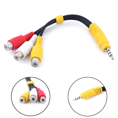 Cable adaptador AV de Audio y vídeo para reproducción de vídeo de alto rendimiento, Aux macho estéreo a 3 RCA hembra, 3,5mm, Uds. ► Foto 1/6