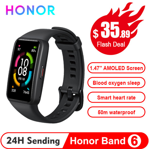 Honor Band 6-pulsera inteligente NFC STD, reloj inteligente Original con pantalla completa de 1,47 pulgadas a Color AMOLED, control del ritmo cardíaco, sueño y estrés ► Foto 1/6