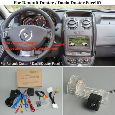 Vista trasera de coche cámara de respaldo de marcha atrás para protector antipolvo para Renault/Dacia Duster Facelift 2014 ~ 2017 - RCA y Original Compatible con pantalla ► Foto 1/6