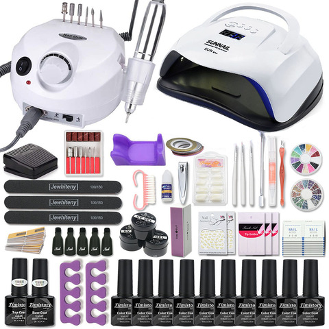 Set de manicura Kit de uñas acrílicas con lámpara de uñas 120/80/54W 35000RPM máquina de taladro de uñas elegir esmalte de uñas de Gel todo para manicura ► Foto 1/6