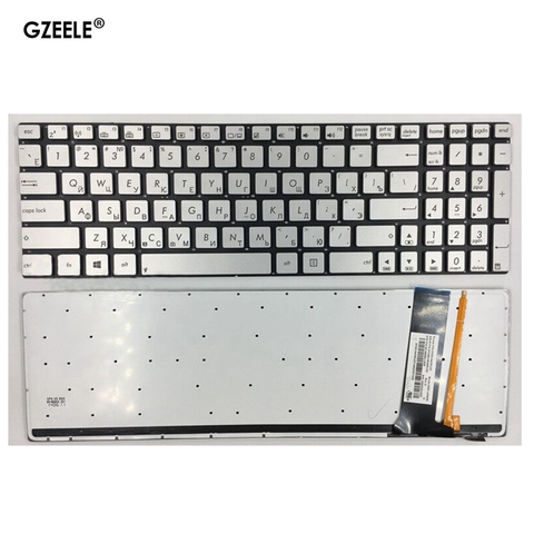 Teclado ruso para ordenador portátil ASUS, teclado plateado con retroiluminación para notebook, N56, N56V, U500VZ, N76, R500V, R505, N550, N750, Q550, RU ► Foto 1/3