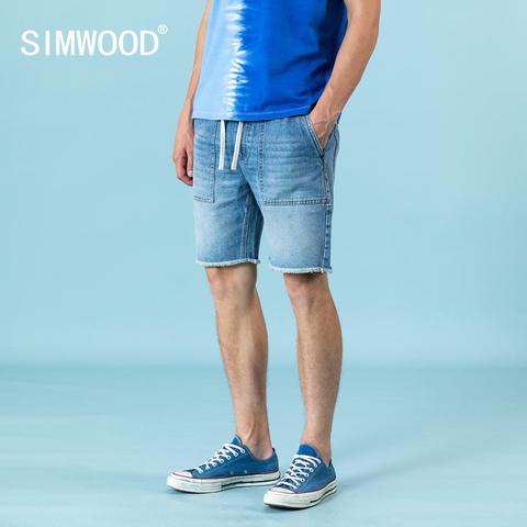 SIMWOOD-pantalones cortos de mezclilla para hombre, Vaqueros cortos a la moda con dobladillo sin procesar, cordón de lavado, ropa de marca de alta calidad, SJ130565, novedad de verano 2022 ► Foto 1/6