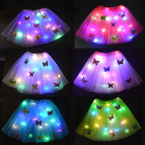 Falda de tutú de mariposa brillante para niñas, luz LED de Navidad, vestido de baile de Ballet, Fiesta de Luces de neón, disfraz de Cosplay, regalo para escenario ► Foto 1/6