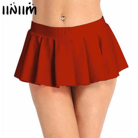 Iiniim-minifalda plisada de tiro bajo para mujer, ropa de noche para fiesta, club, disfraz, Pole, actuación de baile, faldas sexys ► Foto 1/6