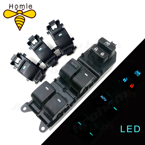 Interruptor de ventanilla individual LED iluminado, para Toyota RAV4 RAV 4 Camry Corolla Yaris Cruiser Vios, luz de fondo de conducción izquierda ► Foto 1/6