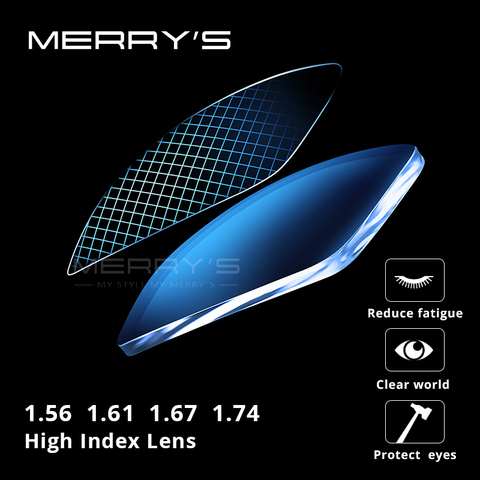 MERRYS-lente de bloqueo de luz azul para miopía, gafas graduadas ópticas para hipermetropía, finas, B2 Series 1,56 1,61 ► Foto 1/6