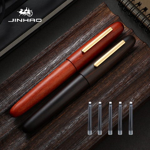 Jinhao-pluma estilográfica de madera 9056 Natural, pluma de tinta de Punta M/F hecha A mano con convertidor ► Foto 1/4