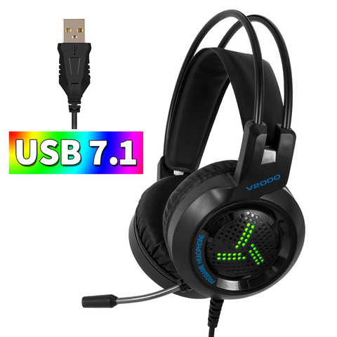 Cosbary-auriculares estéreo para videojuegos, auriculares de graves profundos con micrófono para Gamer profesional, 7,1 canales, USB, sonido envolvente RGB ► Foto 1/5