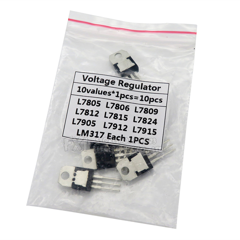 Valor 10*1 Uds = 10 Uds L7805 L7806 L7809 L7812 L7815 L7824 L7905 L7912 L7915 LM317T Kit de surtido de transistores regulador de tensión ► Foto 1/1