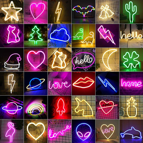Luces Led de neón, señal de Planeta, Flash, Luna, luz de neón, amor, nube, dinosaurio, letreros de neón para habitación, decoración del hogar, lámpara de pared para fiesta ► Foto 1/6