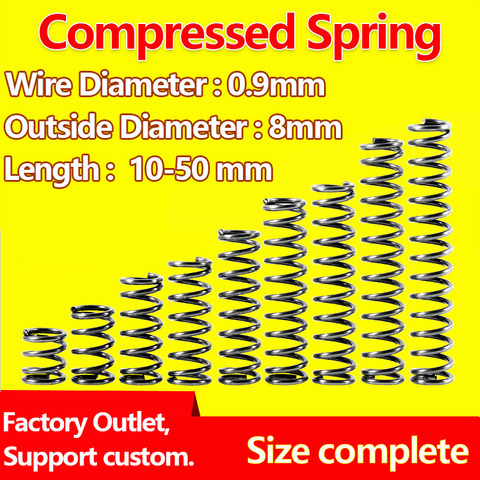 Resorte de resorte comprimido de 0,9mm de diámetro, resorte de presión exterior de 8mm, resorte de retorno mecánico ► Foto 1/6