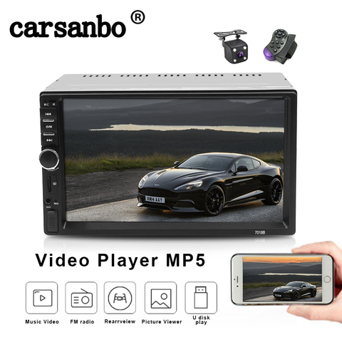 Reproductor de música y vídeo para coche, radio FM con conexión USB para teléfono Android e iOS, 2 Din, 7 pulgadas, táctil, MP5, multimedia, bluetooth, soporte para TF ► Foto 1/6