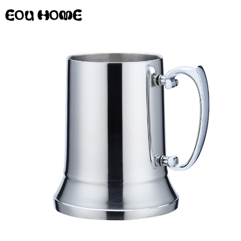 Tazas de plata de acero inoxidable para café, cerveza, doble pared, para viajes al aire libre, deportes de acampada, Bar en casa, 450/560ml ► Foto 1/6