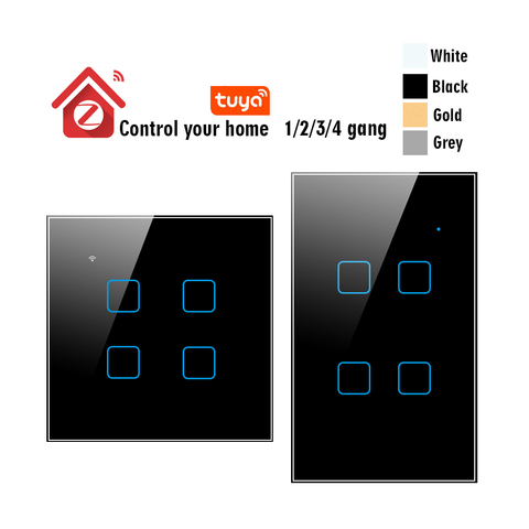 ZigBee Interruptor táctil de pared inteligente para el hogar, interruptor de luz inteligente inalámbrico, vías 1/2, Control por aplicación, funciona con Google Home Aleax,US EU UK ► Foto 1/6