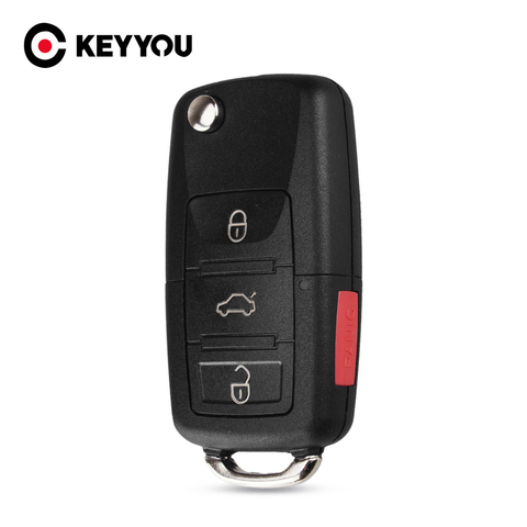 KEYYOU-carcasa plegable para llave de coche, llavero para Volkswagen Vw Jetta Golf Passat sin hoja, 4, 3 + 1 botones ► Foto 1/6