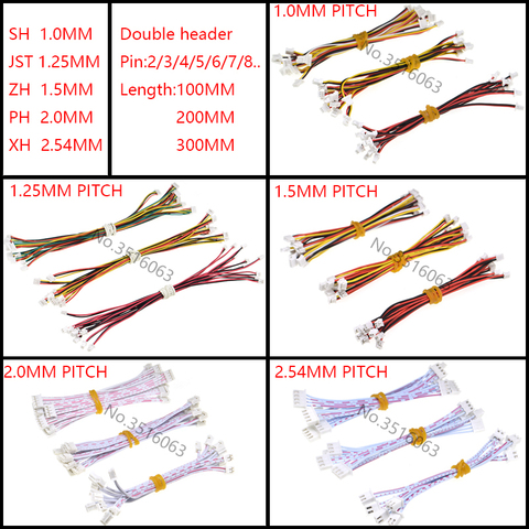 10 Uds 1,0, 1,25, 1,5, 2,0, 2,54, SH/JST/ZH/PH/XH 1,0 MM 1,25 MM 1,5 MM 2,0 MM 2,54 MM doble conector de enchufe hembra con cable de 2/3/4/5P 5 Pin ► Foto 1/6