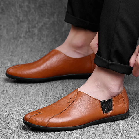 Zapatos informales para hombre, zapatos masculinos de vestir, de talla grande, de cuero genuino, mocasines de lujo ► Foto 1/6