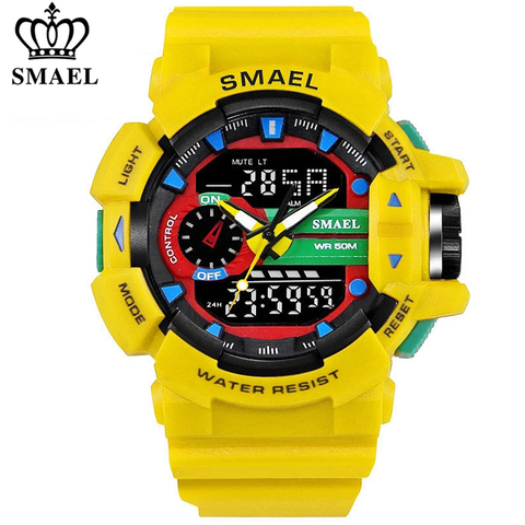 SMAEL-reloj deportivo para hombre, relojes militares, LED, de cuarzo, pantalla Dual, resistente al agua, para deportes al aire libre, Masculino ► Foto 1/6