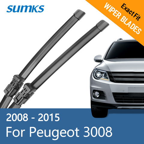 SUMKS-escobillas de limpiaparabrisas para Peugeot 3008, 32 y 28, brazos de botón ajustables, 2008, 2009, 2010, 2011, 2012, 2013, 2014 ► Foto 1/6