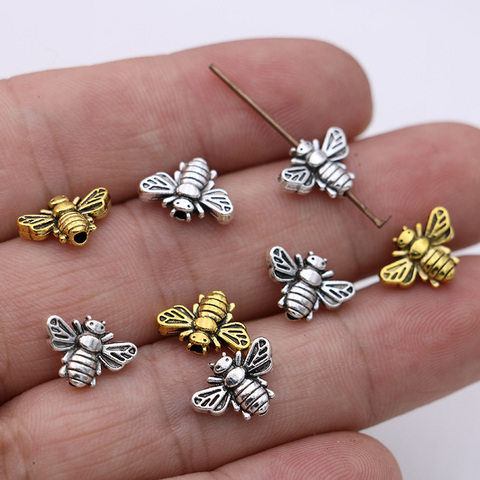 Cuentas espaciadoras sueltas de abeja de Color dorado para fabricación de joyas, pulsera, collar artesanal hecho a mano, 20 Uds. ► Foto 1/6