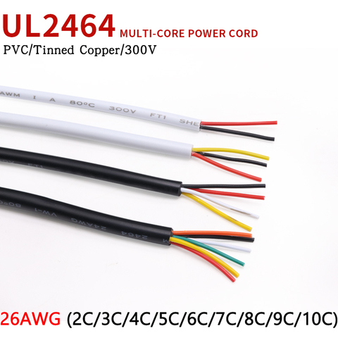 1M 26AWG UL2464 revestido de alambre de canal de Cable de línea de Audio de 2 3 4 5 6 7 8 9 10 núcleos aislado Cobre blando Señal de Cable el Control de alambre ► Foto 1/4