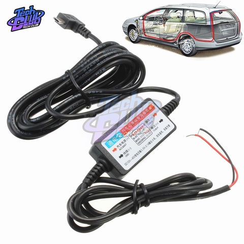 DC 12V a 5V Mini USB puerto de Cable de cargador de coche de Cable de Kit para la cámara grabadora DVR vehículo exclusivo Caja De Alimentación ► Foto 1/6