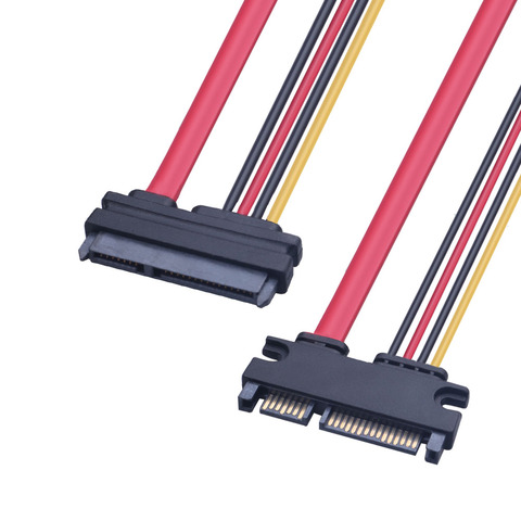 SATA-Cable de extensión Sata SATA de 22 pines macho a hembra, 3 III, 22 pines macho a hembra, SATA de 7 + 15 Pines, alimentación de datos, cables de extensión combinados ► Foto 1/5