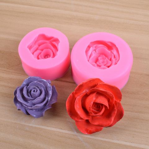 Moldes de flor de Rosa de silicona para fabricación de jabón, en relieve, flores artísticas de azúcar, bricolaje, decoración de boda, molde para velas hechas a mano, moldes de vela de jabón ► Foto 1/6