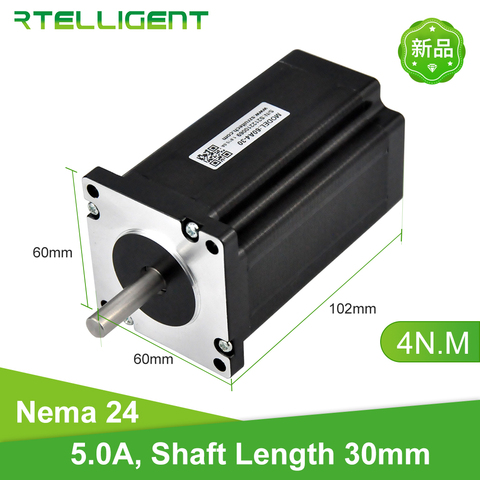 Rtelligent-Motor paso a paso Nema 24, 4,0n. M, 40kg.cm, 60x120mm, 4 ejes de plomo 5A, longitud de 30mm, diámetro de eje de 8mm para CNC ► Foto 1/6