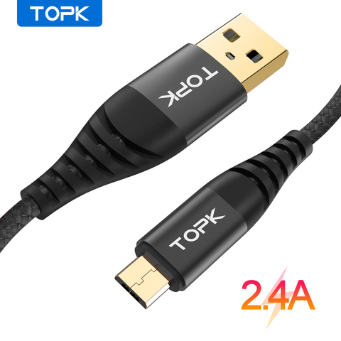 TOPK Micro USB Cable de Nylon trenzado de Cable de sincronización de datos para Samsung S7 borde Xiaomi Redmi 4X Android Cable de teléfono móvil ► Foto 1/6