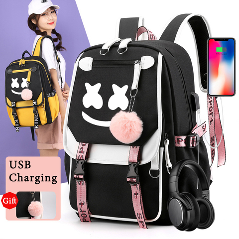 IMIDO-mochilas luminosas para hombre y mujer, morrales luminosos con adornos de DJ para estudiantes, mochilas de viaje con carga Usb para niños ► Foto 1/6