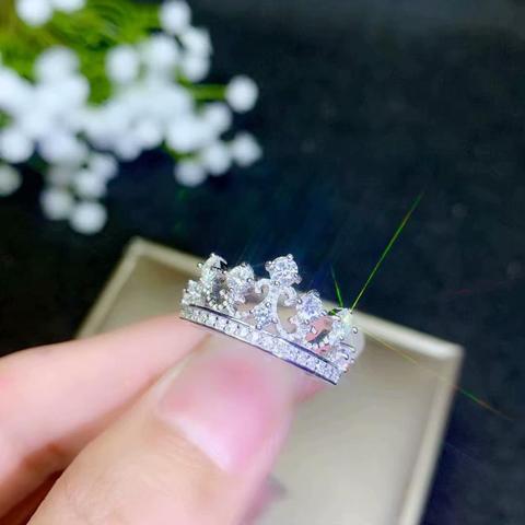 ANILLO DE CORONA DE moissanita, Reina, Diamante de plata 925, regalo de boda de cumpleaños ► Foto 1/5