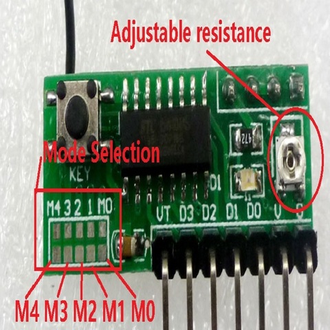 Receptor RF de 4 canales de CC, 3,3 V-5V, módulo transmisor EV1527, PT2262, 433mhz, placa de interruptor RC ► Foto 1/6