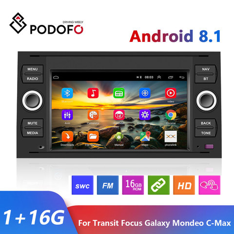 Podofo-Reproductor multimedia de radio para coche, dispositivo 2 din con GPS, Android 8.1 y pantalla de 7