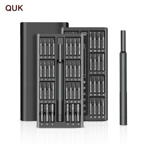 QUK-Juego de destornilladores magnéticos de precisión, brocas Torx, mango hexagonal, herramientas de reparación de teléfonos móviles, 63 en 1 ► Foto 1/6