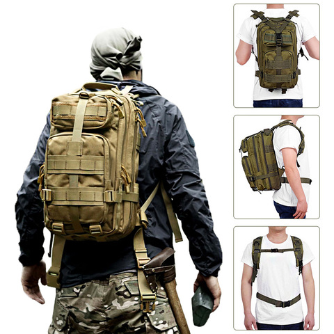 Mochila táctica 25L 3P para hombre, militar, para exteriores, ejército, deportes, senderismo, acampar, escalar, Molle ► Foto 1/6