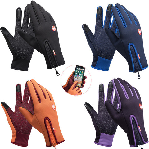 Guantes Térmicos para ciclismo, resistentes al agua, cálidos, para invierno, bicicleta, esquí, Camping, senderismo, moto de nieve, pantalla táctil ► Foto 1/6