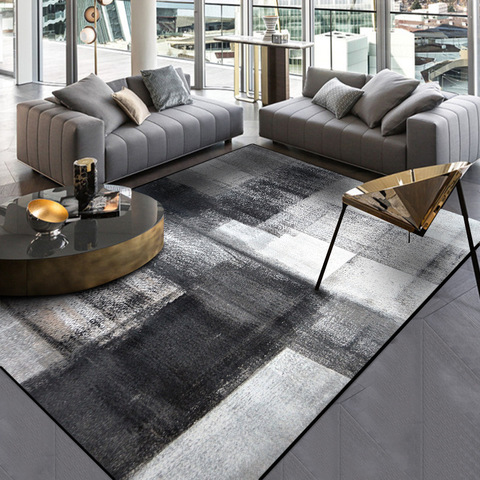 Alfombras de moda para sala de estar, alfombras simples y modernas abstractas, para mesa de café, sofá chino, color negro y gris, para suelo de dormitorio ► Foto 1/5