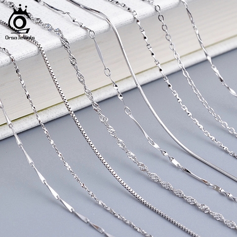 ORSA JEWELS-Cadena de eslabones plata de primera ley para hombre y mujer, collar, Gargantilla, plata esterlina 925, serpiente torcida, 40-60cm, OSC18 ► Foto 1/6