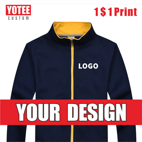 Chaqueta YOTEE informal con cuello levantado de alta calidad para otoño e invierno, chaqueta con cremallera y logotipo personalizado para hombre y mujer ► Foto 1/6