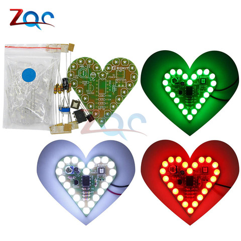 Kit de lámpara en forma de corazón Kit con luz LED DIY, cc 4V-6V, rojo, blanco, azul, verde, para soldadura, práctica, electrónica de aprendizaje ► Foto 1/6