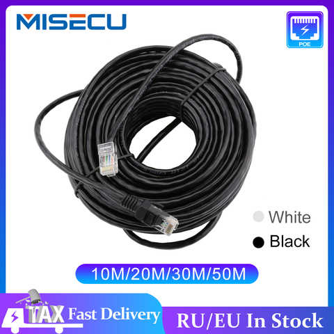 Miecu10m-Cables de red Cable Lan para exteriores, parche RJ45, Color negro, para sistema de cámara CCTV POE IP, 20M, 30M, 50M ► Foto 1/6