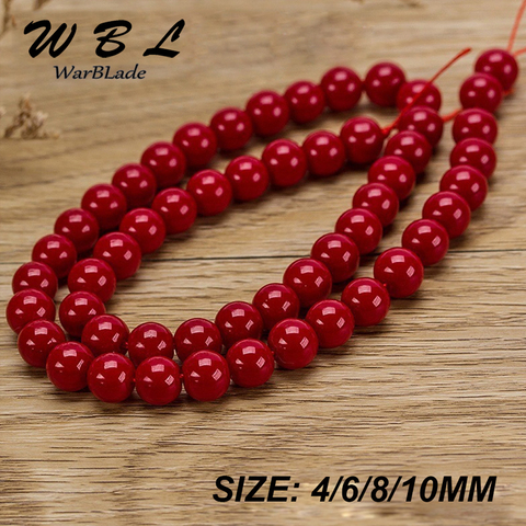 WarBLade-Cuentas redondas sueltas de piedra Natural roja, cuentas de Coral, 4mm, 6mm, 8mm, 10mm, para pulsera, collar, fabricación de joyas, 2022 ► Foto 1/4