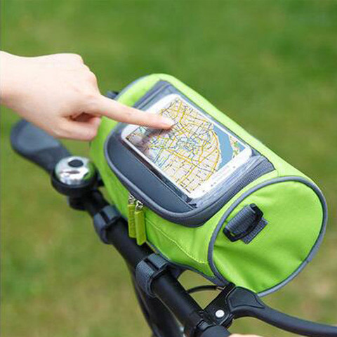 Bolsas grandes para manillar de bicicleta, alforja impermeable para teléfono y pantalla táctil, pack para estudiantes, mujeres y niñas, accesorios para ciclismo ► Foto 1/6