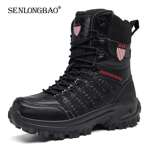 Botas militares tácticas para hombre, botines de combate, de cuero, impermeables, para el desierto, par de zapatos de motocicleta ► Foto 1/6