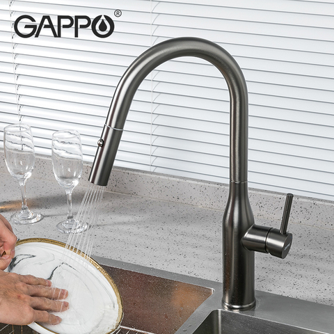 GAPPO-grifo extraíble para fregadero de cocina, mezclador de agua con grúa de 360 grados, Mezclador caliente y frío de cocina, cascada ► Foto 1/1