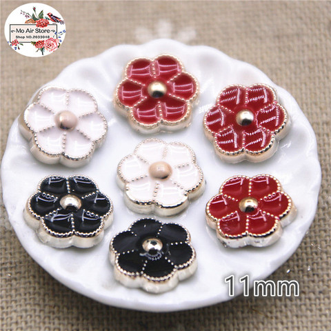 Fondo plano de flores para manualidades de jardín, accesorios de ropa para álbum de recortes, color rojo, negro y blanco, 11mm, 50 Uds. ► Foto 1/5