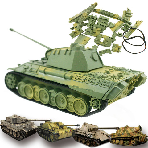 Kits de construcción de modelo de tanque 4D, ensamblaje militar, decoración de juguetes educativos, Material de Pantera, Tigre, Turmtiger, asalto ► Foto 1/6